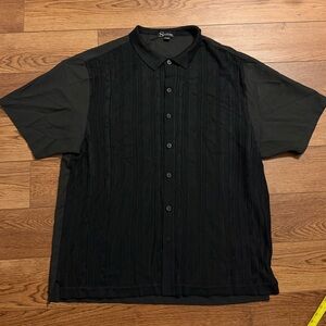 Silversilk Men's Black Short-Sleeve Button-Down Shirt Classic Capsule